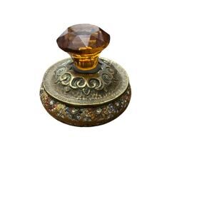 Vintage Indian Trinket Dish: Gold Resin, Crystal Mosaics with mirror